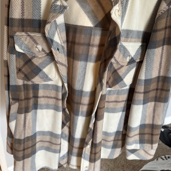 Thread & Supply Cream and Brown Plaid Overshirt - Picture 2 of 7